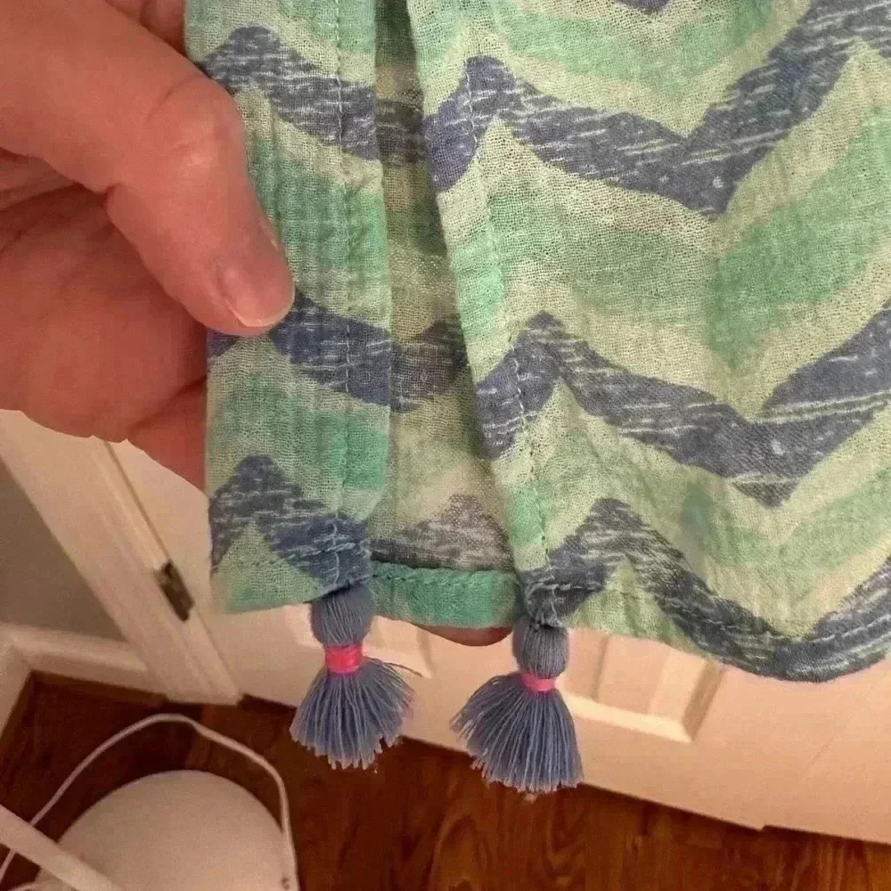 Vineyard Vines Whale Tail Chevron Print Tunic Cover Up Cotton Blue Size Small - Picture 7 of 13